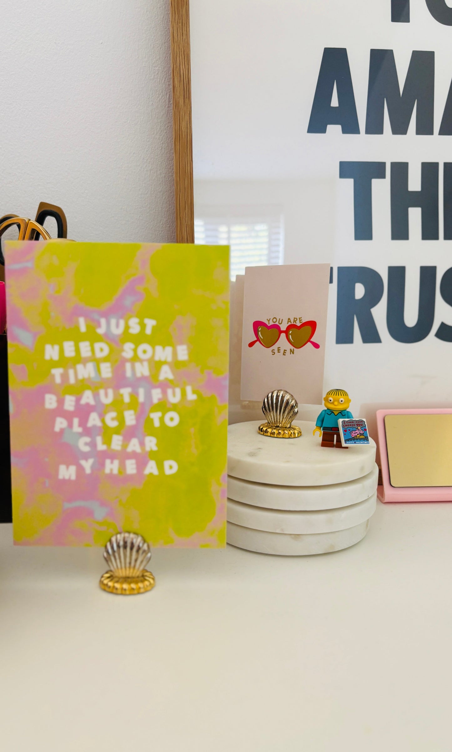 Vintage Brass & Silver Scallop Postcard Stand