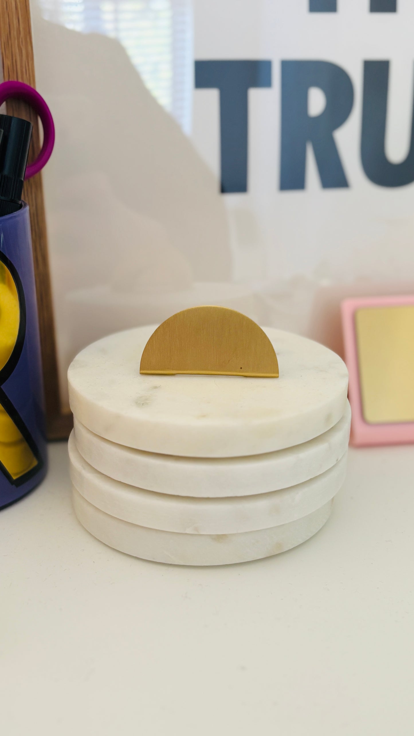 Brass Half Moon Postcard Stand