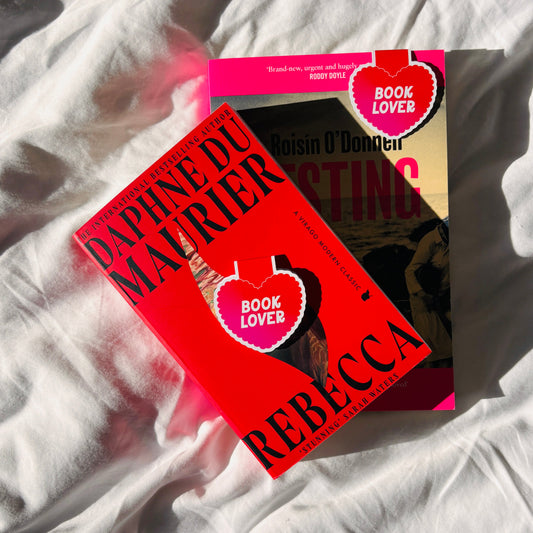 Book Lover Pink + Red Scallop Heart Magnetic Bookmark