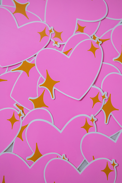 Neon Pink Heart Emoji Neon Pink Sticker