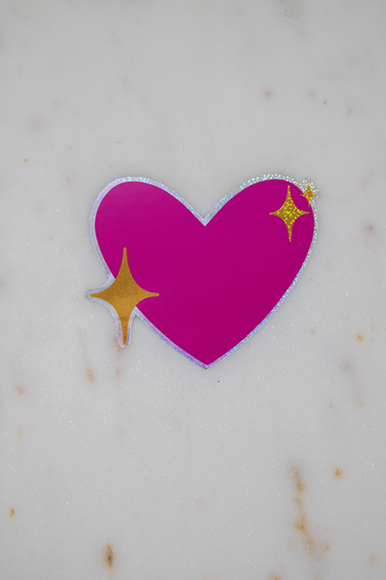 Pink Sparkling Heart Emoji Glitter Sticker