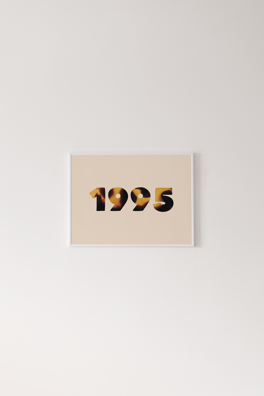 Poster with '1995' printed on a beige background