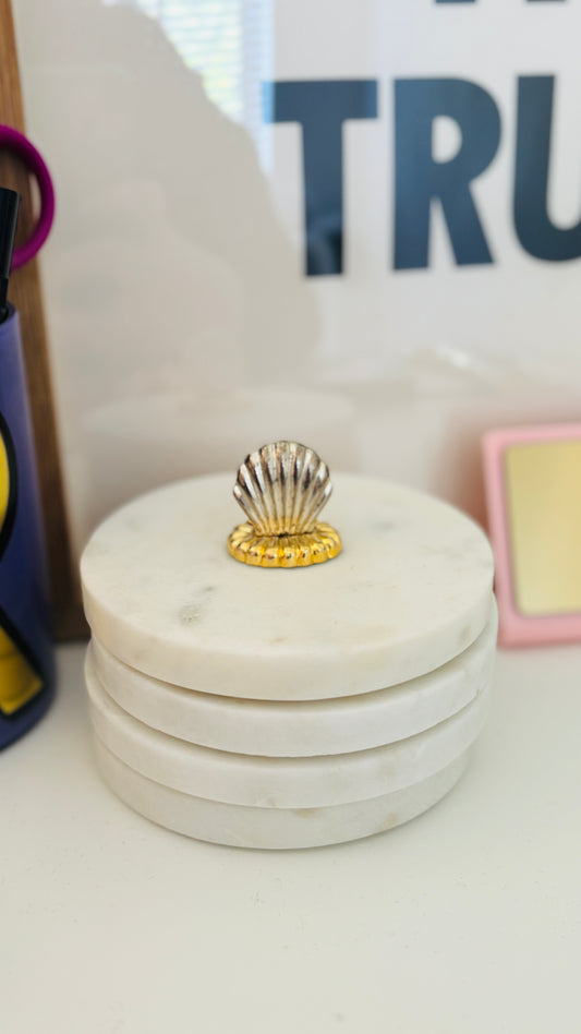 Vintage Brass & Silver Scallop Postcard Stand