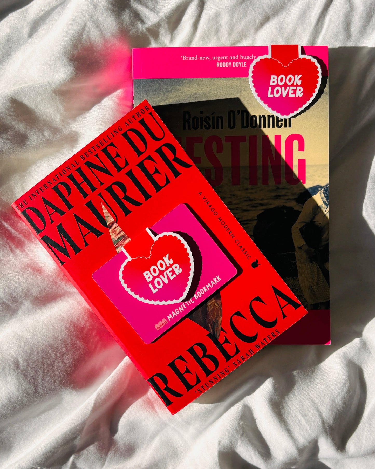 Book Lover Pink + Red Scallop Heart Magnetic Bookmark
