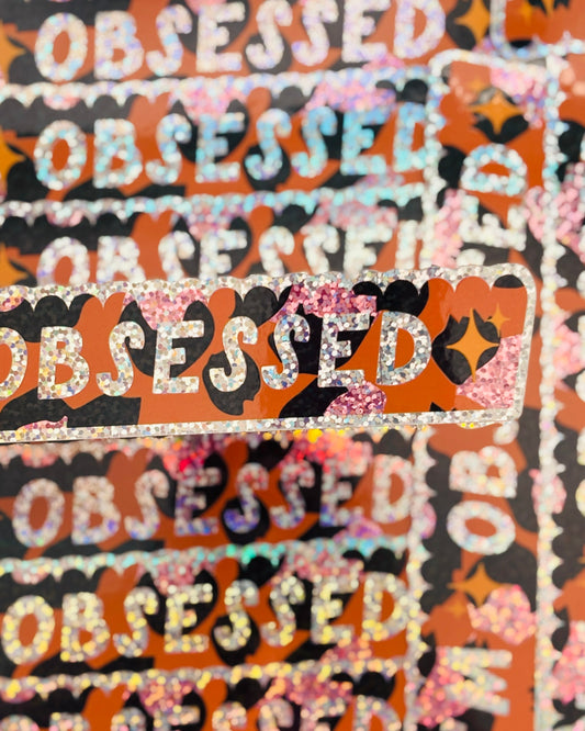 Disco Glitter Leopard I'm ✨Obsessed✨ Bookmark Sticker 🪩 🧡 🐆