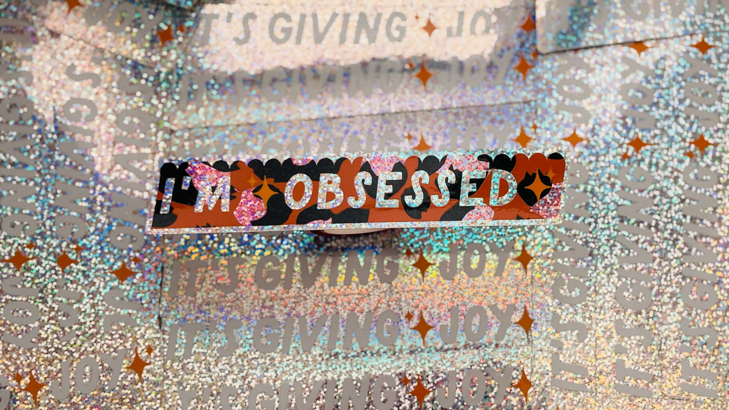 Disco Glitter Leopard I'm ✨Obsessed✨ Bookmark Sticker 🪩 🧡 🐆