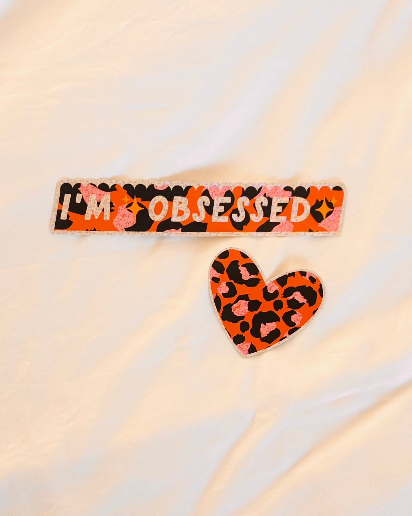 Disco Glitter Leopard Heart Sticker 🪩 🧡 🐆