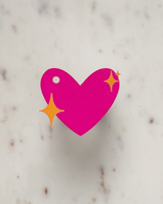 Pink Sparkling Heart Emoji Gift Tags