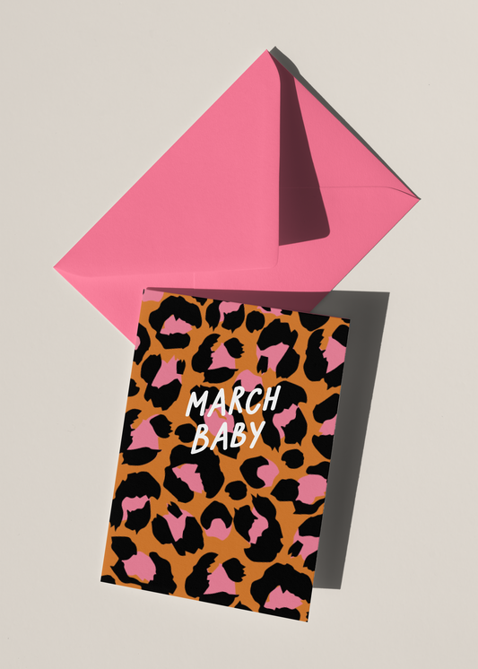 Month Baby Leopard Print Birthday Card