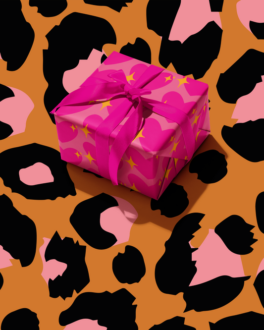 Pink Sparkling Heart Emoji 💖 Gift Wrap Sheet