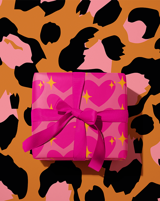 Pink Sparkling Heart Emoji 💖 Gift Wrap Sheet